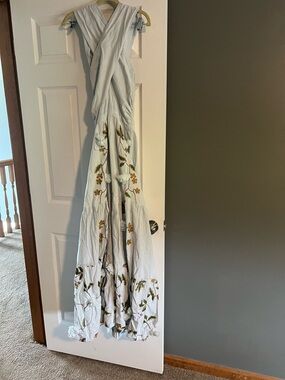 Eddy Light Blue Floral Embroidered Maxi Dress